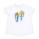 NANAN T-shirt manica corta bianca con infradito bambina
