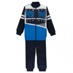 MEK Completo Felpa zippata+2 pantaloni blu-azzurro bambino