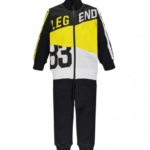 MEK Completo Felpa zippata+2 pantaloni blu-giallo bambino