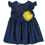 MEK Vestito chambray con spilla gialla