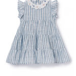 IL GUFO Abito a balze con colletto ricamato bambina