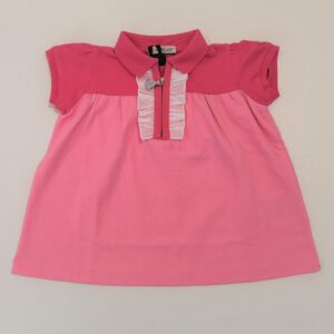 MONCLER Vestito piquet manica corta rosa fuxia bambina
