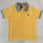 MONCLER Polo piquet manica corta gialla colletto grigio bambino