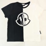 MONCLER T-shirt manica corta bicolore nero maxilogo bambina