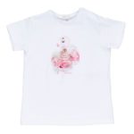 NANAN T-shirt manica corta bianca con fenicottero rosa
