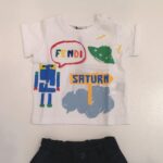 FENDI T-shirt manica corta stampa ufo e robot bambino