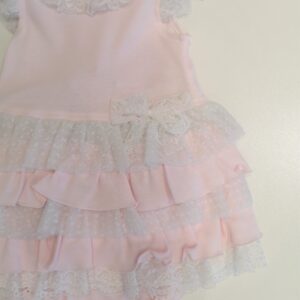 ALETTA Vestito smanicato rosa con inserti in pizzo bianco - immagine 2