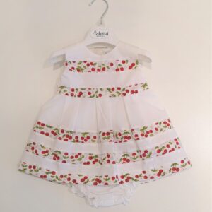 ALETTA Vestito smanicato bianco con ciliegie