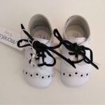 SIMONETTA Scarpette inglesina pelle bianca e blu neonato