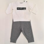 MONCLER Completo in felpa bianco-grigio bambino