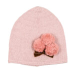 NANAN Cuffia tricot rosa con ponpon