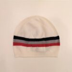 MONCLER Cuffia maglia panna con righe bambino