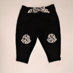 MONCLER Pantalone nero inserti maculati bambina