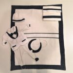 MODI' Linea Minù Completo coordinato nascita blu e bianco in ciniglia corredino neonato