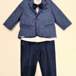 LES ETOILES Completo blu chiaro spezzato battesimo bambino