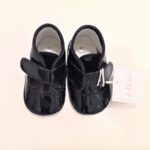 LE BEBE' Scarpette inglesina vernice blu con velcro neonato