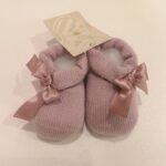 STORY LORIS Scarpette glicine con fiocco di raso corredino neonata