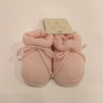 STORY LORIS Scarpette rosa con fiocchetto in maglia corredino neonata