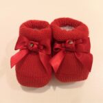 PAOLO ROMBOLI  Scarpette rosse con fiocco di raso corredino neonata