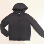 STONE ISLAND Giubbotto nero zip con cappuccio bambino