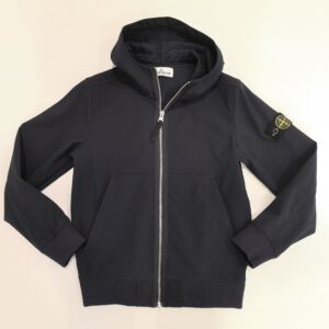 STONE ISLAND Giubbotto blu zip con cappuccio bambino