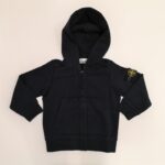 STONE ISLAND Felpa con zip e cappuccio blu bambino (garzata)