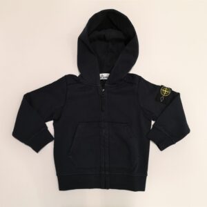 STONE ISLAND Felpa con zip e cappuccio blu bambino (garzata)