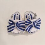 LE BEBE' Sandaletti con fiocco a righe scarpette neonata