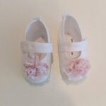 ALETTA Ballerine bianche con fiore rosa neonata