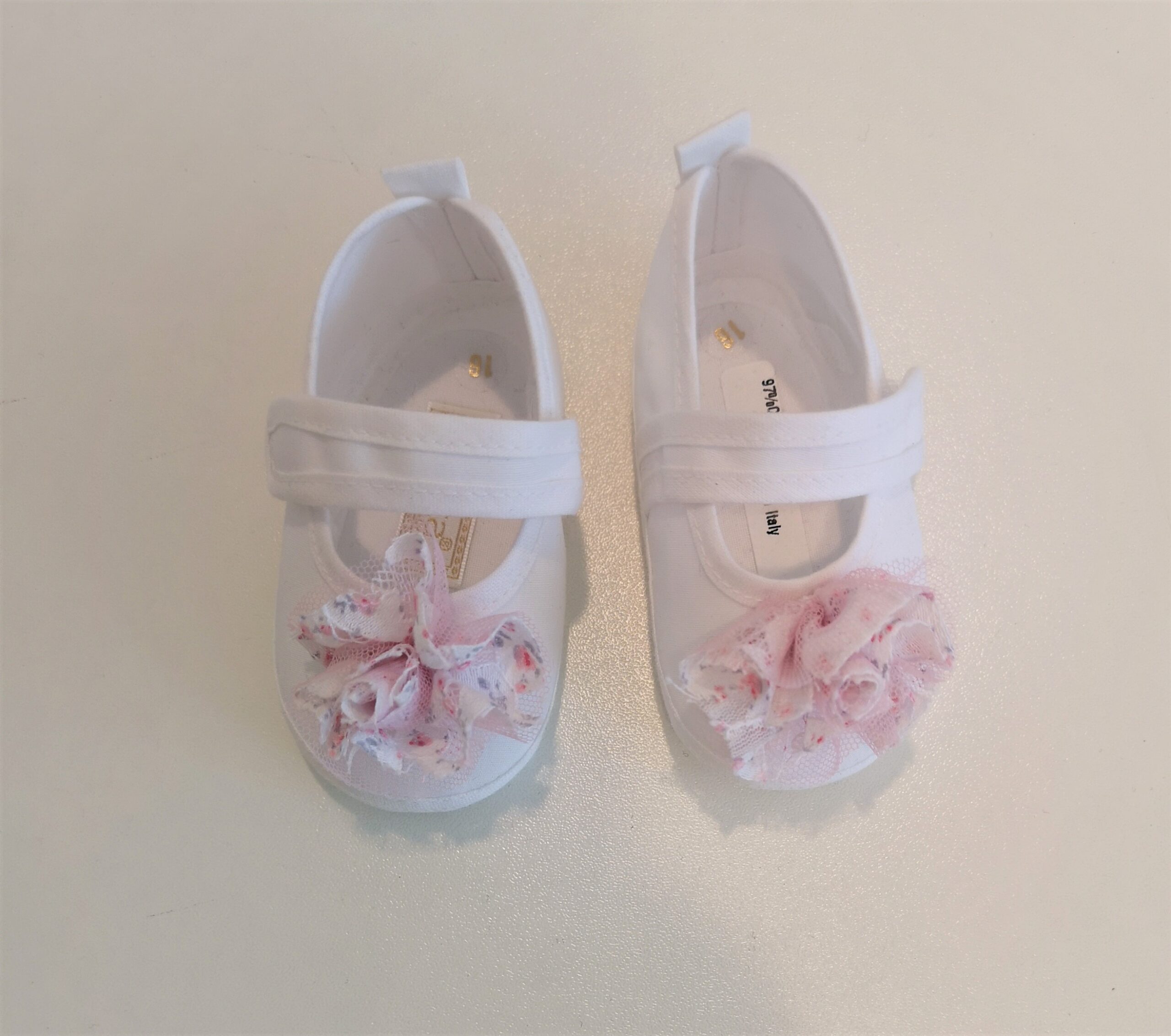 IMG_20200723_123042 ALETTA Ballerine bianche con fiore rosa neonata - immagine 1