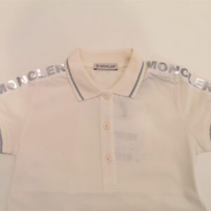 MONCLER Polo manica corta bianca scritta Moncler argento - immagine 3