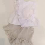 IL GUFO Completo in lino beige bambina