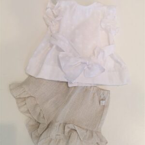 IL GUFO Completo in lino beige bambina