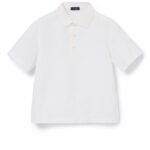 IL GUFO Polo manica corta in lino bianca bambino