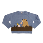 IL GUFO Maglia azzurra con castoro bambina