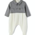 IL GUFO Tutina bianca con giacca gessata grigia