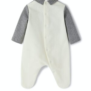 IL GUFO Tutina bianca con giacca gessata grigia - immagine 3