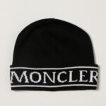MONCLER Berretto cuffia tricot nero fascia logata bambino