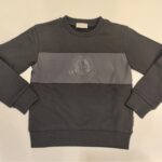MONCLER Felpa nera girocollo logo laser bambino