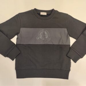 MONCLER Felpa nera girocollo logo laser bambino