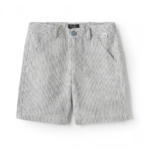 IL GUFO Bermuda in lino a righe cachi bambino