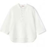 IL GUFO Camicia coreana bianca in lino neonato