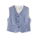 IL GUFO Gilet in lino a righe azzurro neonato