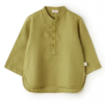 IL GUFO Camicia coreana cachi in lino neonato