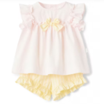 IL GUFO Completo due pezzi a righe rosa bambina