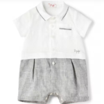 IL GUFO Tutina pagliaccetto in lino bicolor neonato