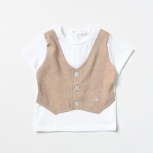 LE BEBE' Completo 2 pezzi sabbia con bermuda bambino