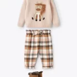 IL GUFO Completo maglia e pantalone a quadri rosa