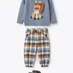 IL GUFO Completo maglia e pantalone a quadri azzurro