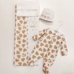 LE BEBE' Coordinato con tutina stampa cuori corredino nascita neonata